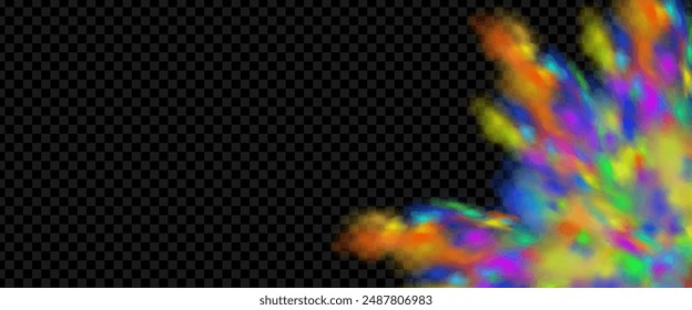 An explosion of colorful smoke clouds.Multicolor fog with blue and yellow particles.Explosions of color powder.