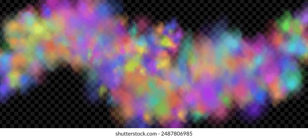 An explosion of colorful smoke clouds.Multicolor fog with blue and yellow particles.Explosions of color powder.