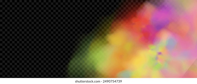 An explosion of colorful smoke clouds.Multicolor fog with blue and yellow particles.Explosions of color powder.
