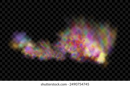 An explosion of colorful smoke clouds.Multicolor fog with blue and yellow particles.Explosions of color powder.