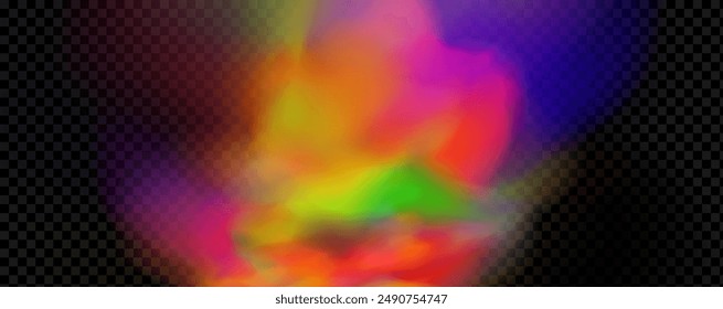 An explosion of colorful smoke clouds.Multicolor fog with blue and yellow particles.Explosions of color powder.