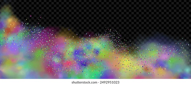 An explosion of colorful smoke clouds.Multicolor fog with blue and yellow particles.Explosions of color powder.