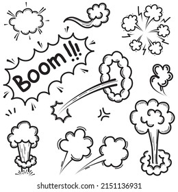 Explosion comic style hand drawn vector illustration