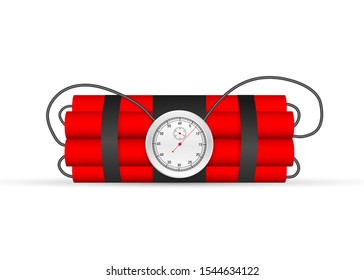 Explosion countdown. Tnt time bomb . Timebomb with clock. Vector stock illustration.