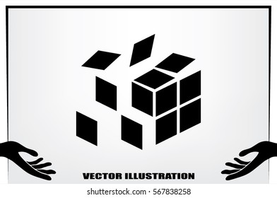 explosion cube icon vector illustration.