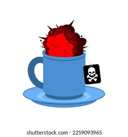 Explosion in cup of coffee. Nuclear explosion in a mug. Doomsday concept