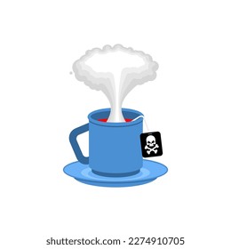 Explosion in cup of coffee. Nuclear explosion in a mug. Doomsday concept