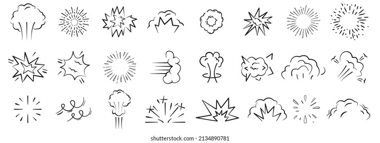 Explosion doodles. Doodle smoke trail illustration vector icon