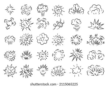 Doodles de explosión. Esbozos de Linera de decoración de explosión sorpresa elementos de diseño geométrico varios elementos de reciente colección de vectores