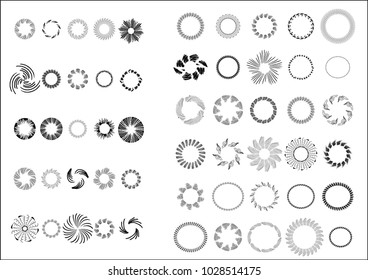 explosion drawn decorative texture ring elements set
