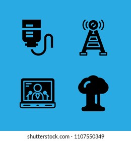 explosion, drop counter, antenna and laptop icons vector in sample icon set for web and graphic design