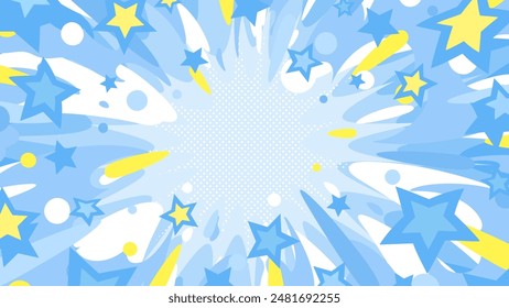 Explosion effect and star background illustration_American comic style_blue_16:9