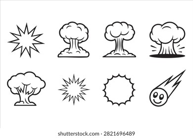 Explosion Effect Vector Icons for Comic Graphics and Game Interface Design