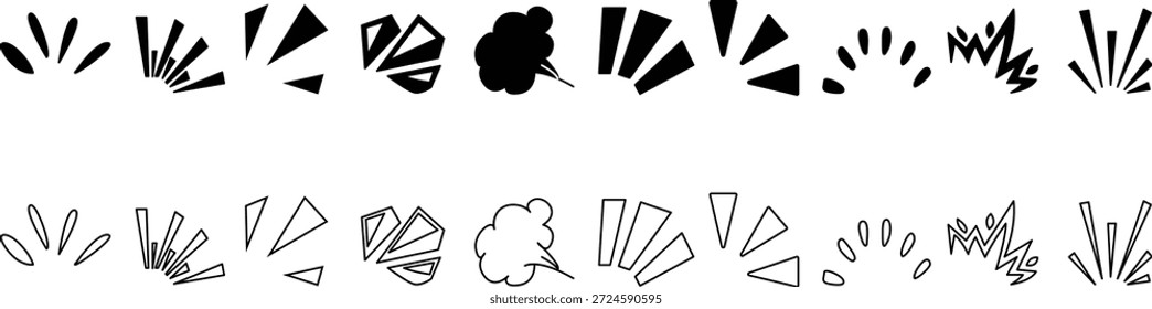 Conjunto de efectos de explosión, estilo de cómic blanco y negro, Elementos de Diseño gráfico