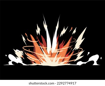 Explosion element flame effect vfx design isolated vector illustration