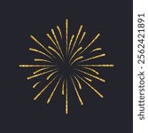 Explosion of festive fireworks. Golden sparkler. Illustration, design element