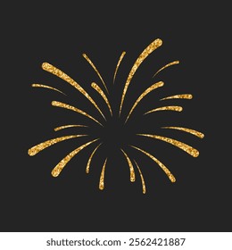 Explosion of festive fireworks. Golden sparkler. Illustration, design element