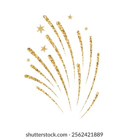 Explosion of festive fireworks. Golden sparkler. Illustration, design element