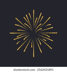 Explosion of festive fireworks. Golden sparkler. Illustration, design element