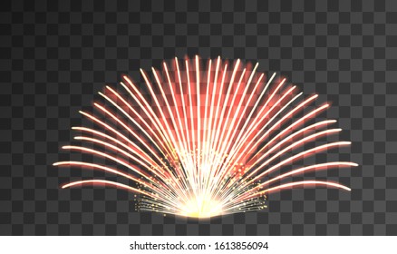Explosion of festive fireworks, on a dark background. Element for the holiday. Vector illustration.