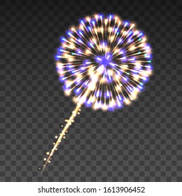 Explosion of festive fireworks, on a dark background. Element for the holiday. Vector illustration.