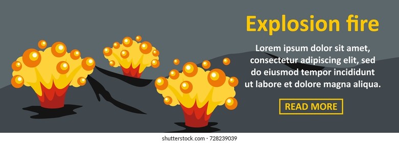 Explosion fire banner horizontal concept. Flat illustration of explosion fire banner horizontal vector concept for web design