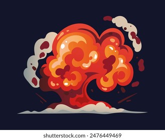 Explosion fire bomb blast boom animation explosive effect isolated concept. Vector flat graphic design illustration	