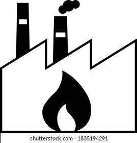 Explosión e incendio en el concepto de fábrica, fábrica y vectores de llama Diseño de icono de glifo, símbolo de respuesta de rescate sobre fondo blanco