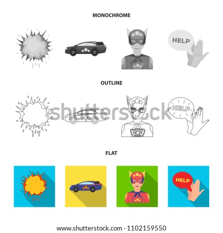Explosion, fire, smoke and other web icon in flat,outline,monochrome style, superforce, cry, icons in set collection.