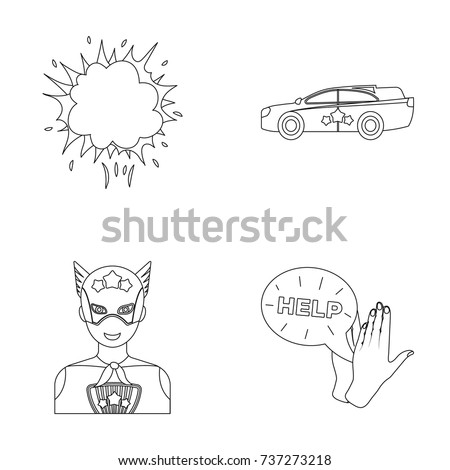 Explosion, fire, smoke and other web icon in outline style.Superman, superforce, cry, icons in set collection.