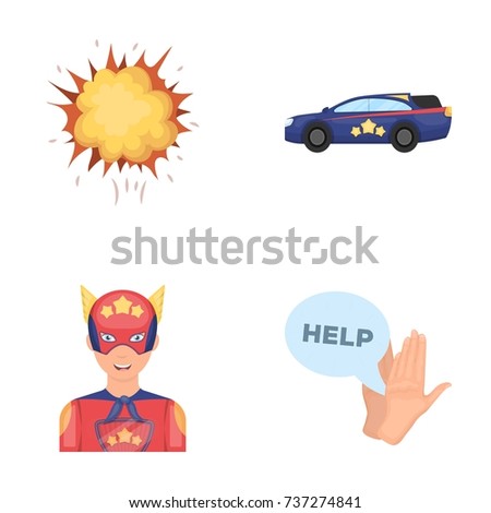 Explosion, fire, smoke and other web icon in cartoon style.Superman, superforce, cry, icons in set collection.