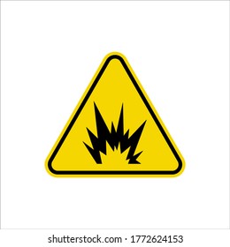 Explosion Flash Warning Triangle Sign. Caution Symbol Simple, Flat Vector, Icon 