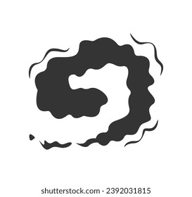 Explosion in flat black design. In this captivating artwork black and white style heightens the suspense of an explosion and the mesmerizing patterns of drifting smoke. Vector illustration.