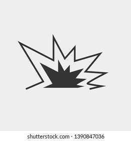 Explosion flat vector icon solid grey