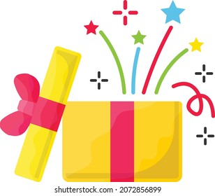 Explosion gift box Concept Vector Color Icon Design, Party Celebrations Symbol, Winter Holiday Season Sign, New Year and Christmas Stock Illustration