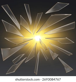 Eine Explosion von Glas und Fragmenten, ein Blitz von Licht und Energie.