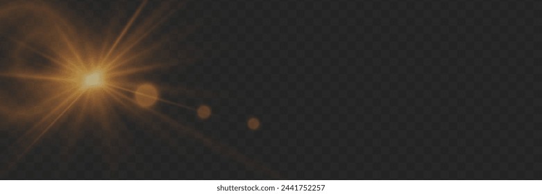 An explosion of glowing light and flare. Bright star flare. On a transparent background.