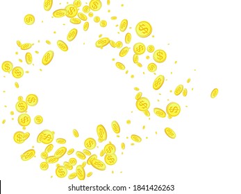 Explosion of gold coins with place for text on transparent background. Isolated on transparent background. Vector illustration Applicable for gaming, gambling, jackpot illustration.