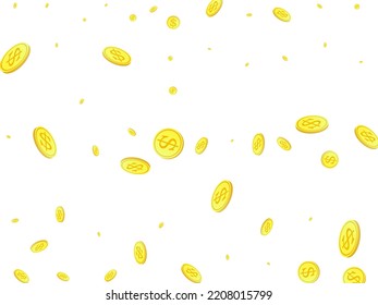 Explosion of gold coins with place for text on transparent background. Casino jackpot or win concept. Gold coins on white background. Applicable for gaming, gambling, jackpot illustration.