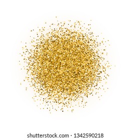 Explosion of gold dots confetti isolated on white. Burst of sparkles dots. Shiny dust firework vector background. Colden glitter texture effect. Easy to edit vector template for your design projects.