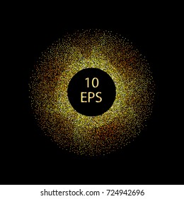 Explosion of gold on a black background. Holiday, Night club and party. Vector illustration