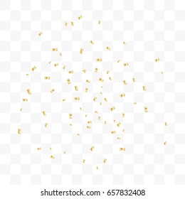 Explosion Gold Tiny Confetti Isolated On Transparent Background. Celebration. Festive. Vector