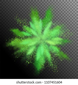 Explosion of green colored powder. Vector watercolor design elements