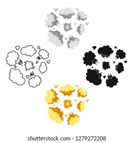 Explosion icon in cartoon style isolated on white background. Explosions symbol stock vector illustration.