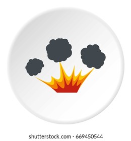 Explosion icon in flat circle isolated on white background vector illustration for web