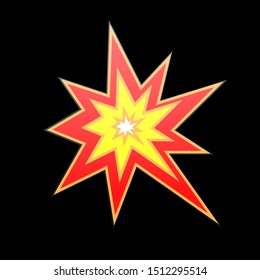 explosion icon on black isolated background