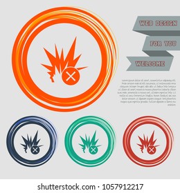 explosion icon on the red, blue, green, orange buttons for your website and design with space text. Vector illustration