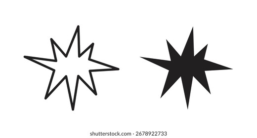 Icono de explosión sobre fondo blanco. icono establecido en contorno negro y relleno