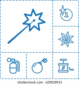 Explosion icon. set of 6 explosion outline icons such as explosion, bomb, dynamite