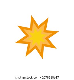 Explosion Icon. Spark Effect, Blazing Flame. Powerful Shot And Flash Fire. Fireworks Or Lightning Icon Isolated On White Background. Powerful Explosion. Bright, Yellow, Space Star. Hot Sale. Vector 